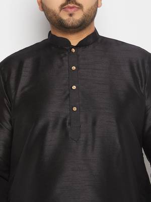 Men's cream silk blend kurta pyjama set 4