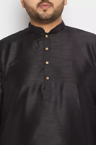 Men's cream silk blend kurta pyjama set