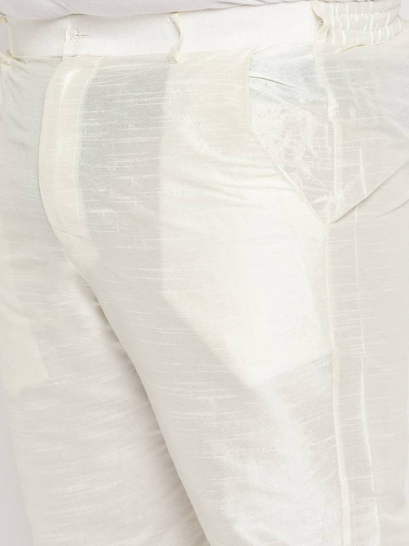 Men's cream silk blend kurta pyjama set