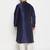 Men's navy blue and cream silk blend kurta pyjama set