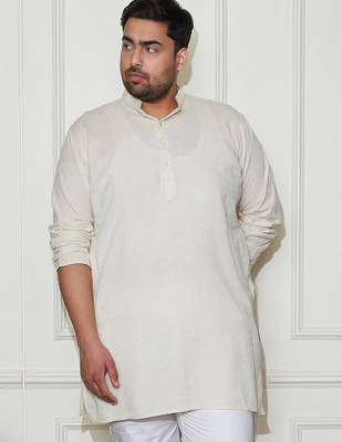 Men's cream cotton kurta 1