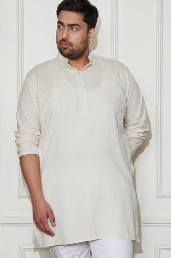 Men's cream cotton kurta