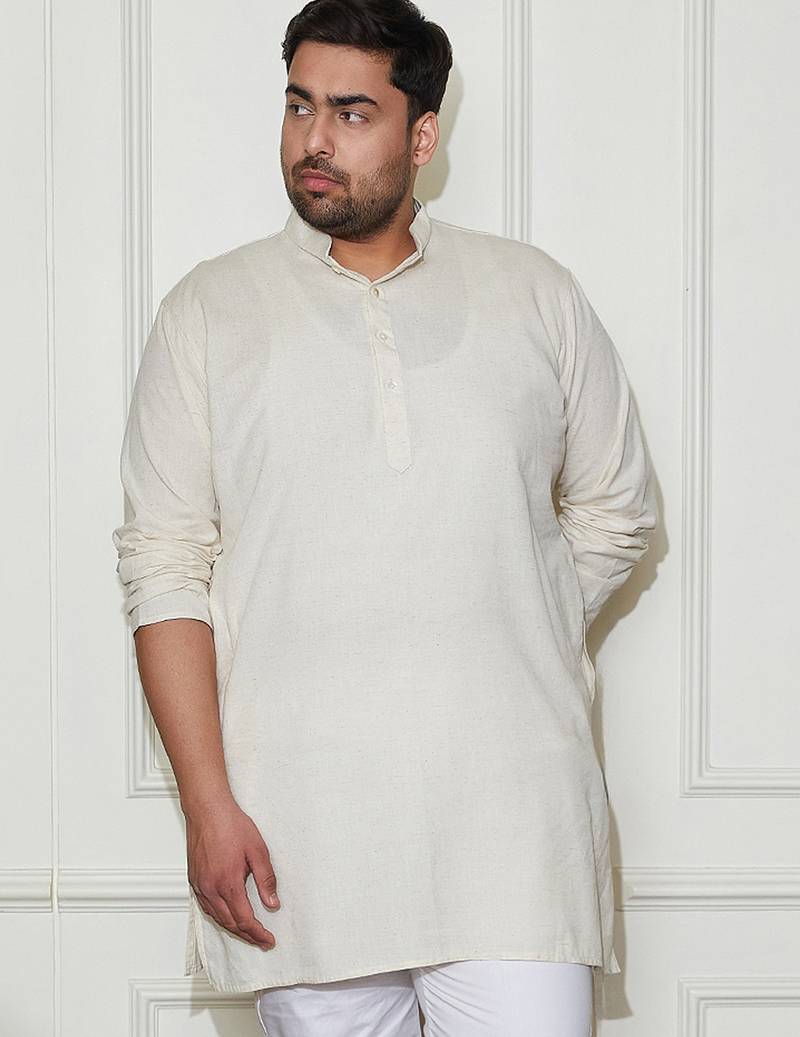 Men's cream cotton kurta