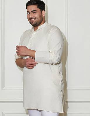 Men's cream cotton kurta 2