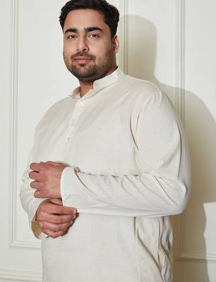 Men's cream cotton kurta 3