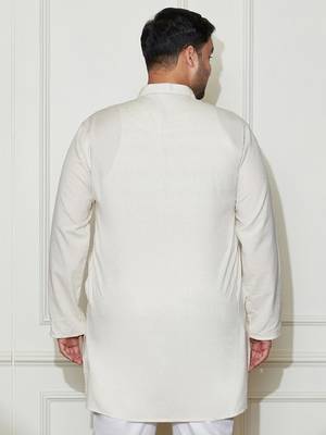 Men's cream cotton kurta 4