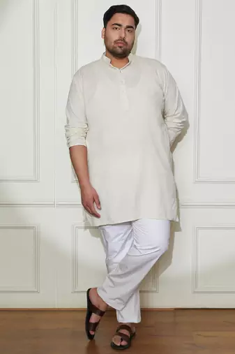 Men's cream cotton kurta pyjama set