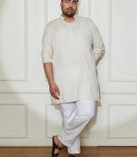 Men's cream cotton kurta pyjama set