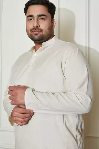 Men's cream cotton kurta pyjama set