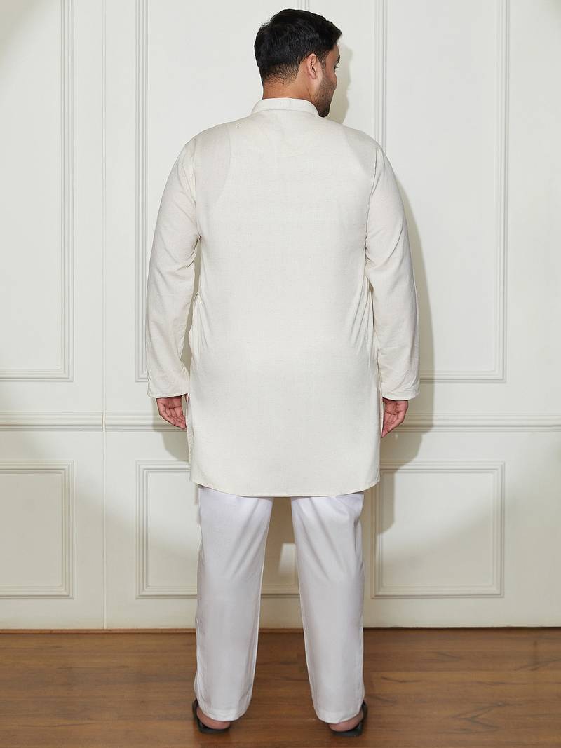 Men's cream cotton kurta pyjama set