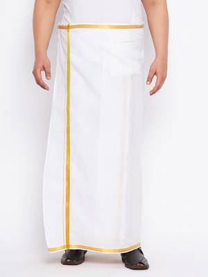 Men's white and gold dhoti/mundu/vesty 1
