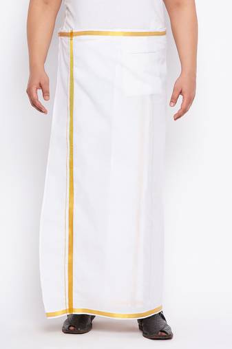 Men's white and gold dhoti/mundu/vesty