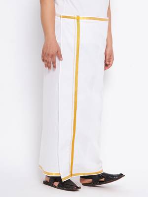 Men's white and gold dhoti/mundu/vesty 2