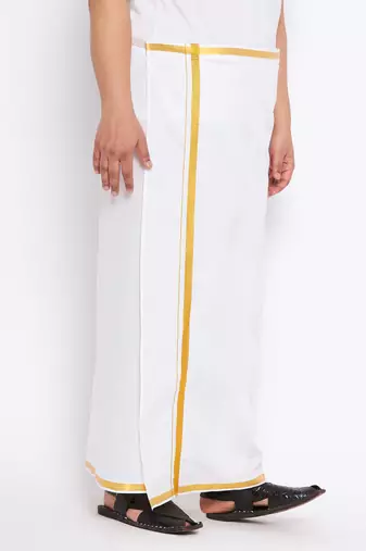 Men's white and gold dhoti/mundu/vesty