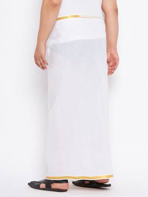 Men's white and gold dhoti/mundu/vesty 3