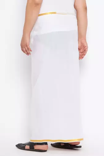 Men's white and gold dhoti/mundu/vesty