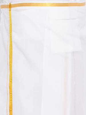 Men's white and gold dhoti/mundu/vesty 4