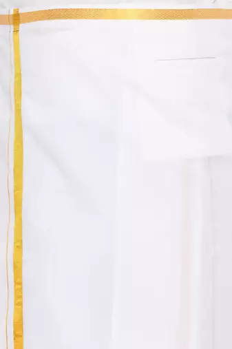 Men's white and gold dhoti/mundu/vesty