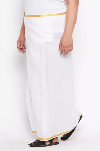 Men's white and gold dhoti/mundu/vesty