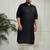 Men's black and cream cotton blend pathani kurta set