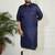 Men's blue and cream cotton blend pathani kurta set