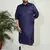 Men's blue and cream cotton blend pathani kurta set