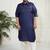 Men's blue and cream cotton blend pathani kurta set