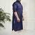 Men's blue and cream cotton blend pathani kurta set