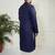 Men's blue and cream cotton blend pathani kurta set