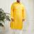 Men's mustard and cream cotton blend pathani kurta set
