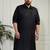 Men's black cotton blend kurta