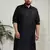 Men's black cotton blend kurta