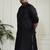 Men's black cotton blend kurta