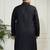 Men's black cotton blend kurta