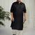 Men's black cotton blend kurta