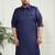 Men's blue cotton blend kurta