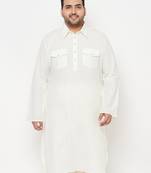 Men's cream cotton blend kurta