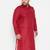 Men's maroon cotton blend kurta
