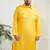 Men's mustard cotton blend kurta