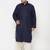 Men's blue and cream cotton blend pathani kurta set