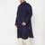 Men's blue and cream cotton blend pathani kurta set