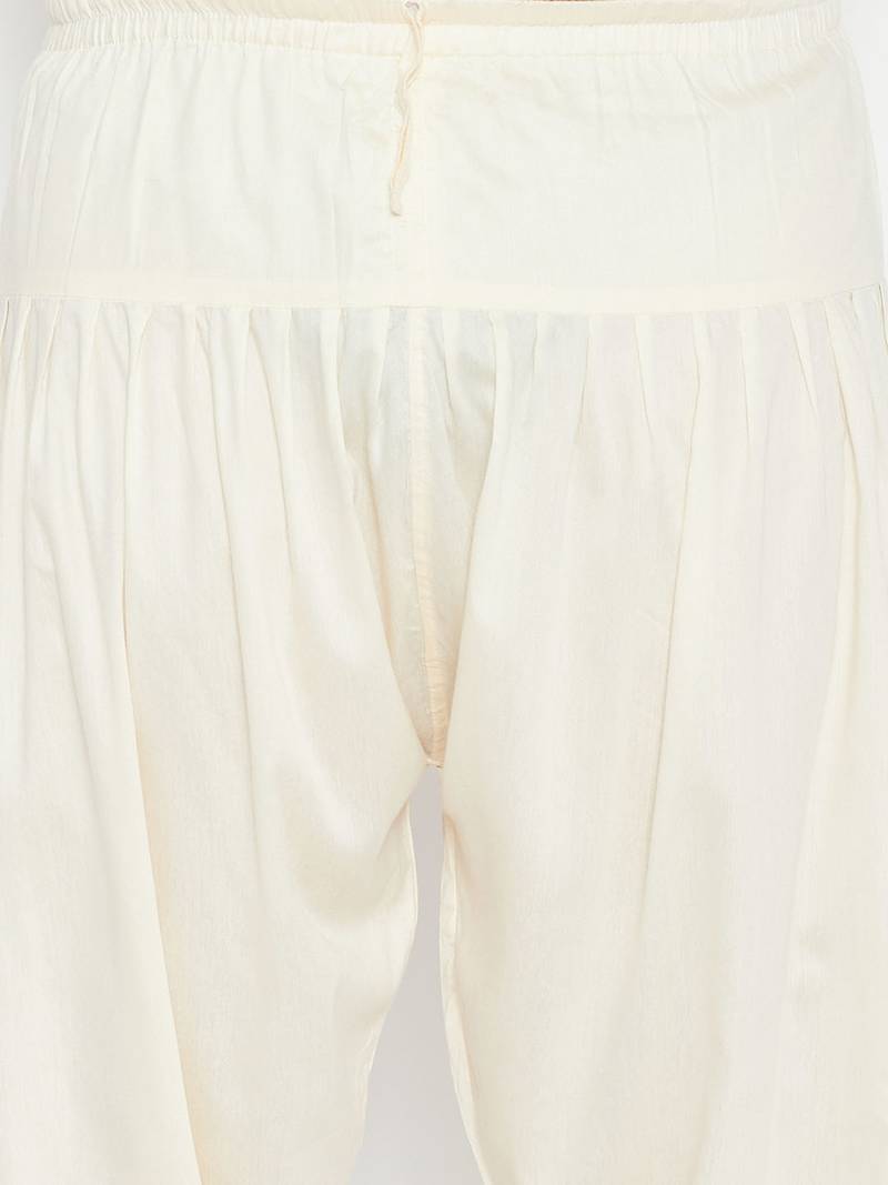 Men's maroon and cream cotton blend pathani kurta set