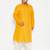 Men's mustard and cream cotton blend pathani kurta set