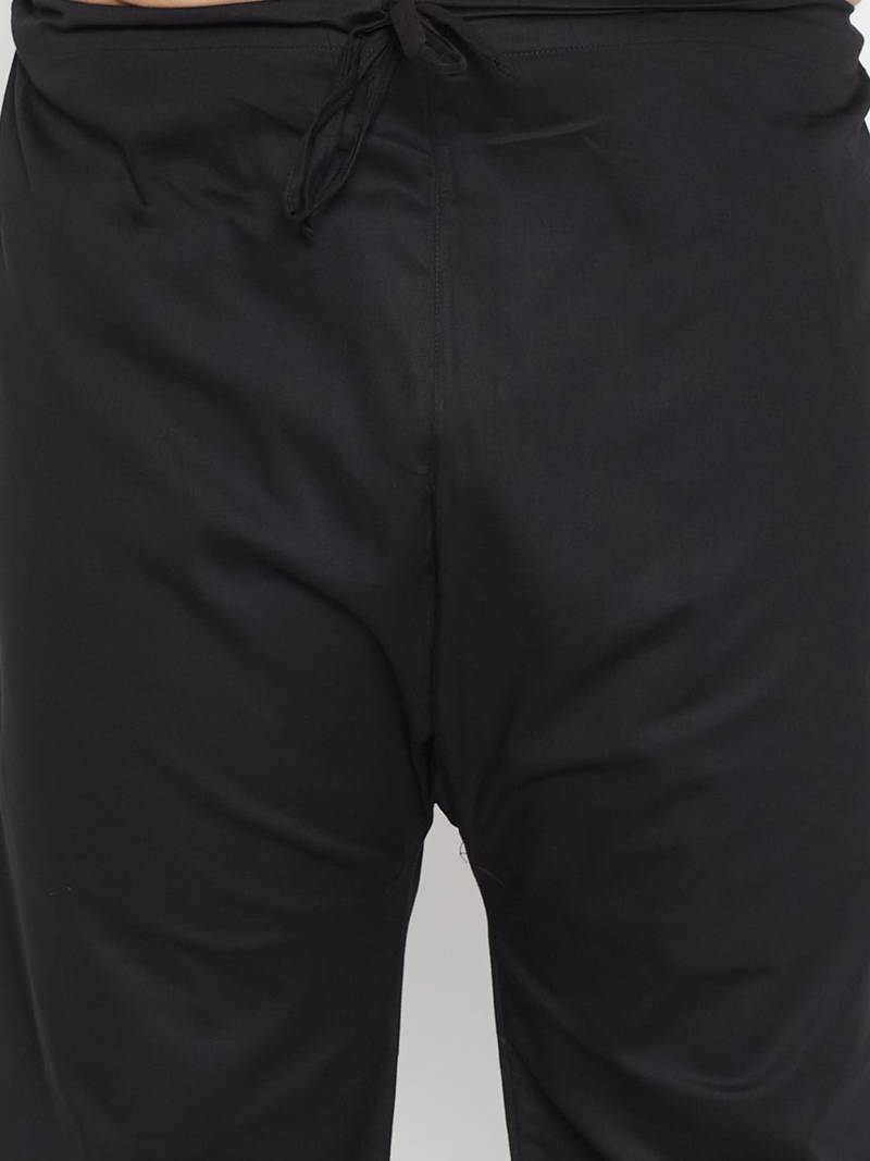 Men's black cotton blend pathani kurta set