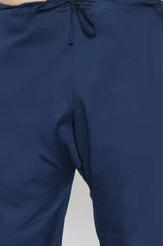 Men's blue cotton blend pathani kurta set