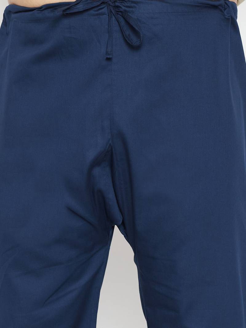 Men's blue cotton blend pathani kurta set