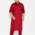 Men's maroon cotton blend pathani kurta set