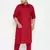 Men's maroon cotton blend pathani kurta set