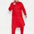 Men's red cotton blend pathani kurta set