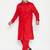 Men's red cotton blend pathani kurta set